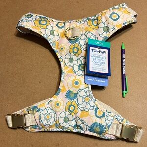 Top Paw pink blue yellow flower harness